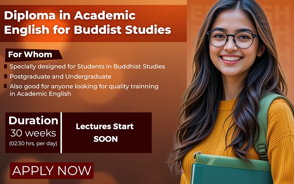 English Through Buddhism - Applications are now open for the Diploma in Academic English for Buddhist Studies